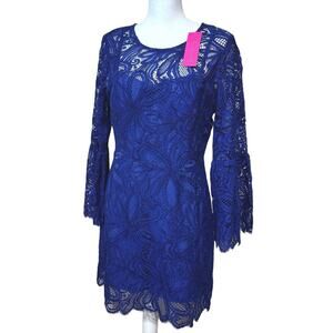 Lilly Pulitzer Blue Sheath Dress with Bell Sleeves